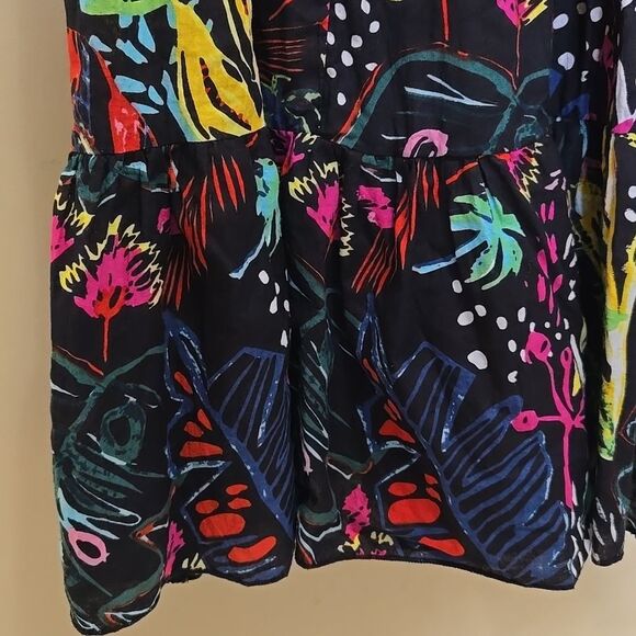 Serengeti Colorful Floral Tiered Midi Skirt Tropical Island Vacation Coastal - Picture 7 of 14
